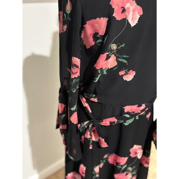 Nine West Sz 4 Dress Floral Chiffon Ruffle Flared Sleeve Boho Fairy Party Classy - Picture 3 of 7